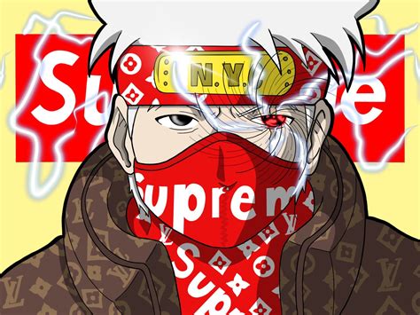 naruto gucci|Naruto wearing supreme wallpaper.